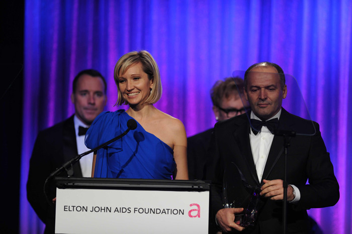 Елена и Виктор Пинчук во время получения награды An Enduring Vision